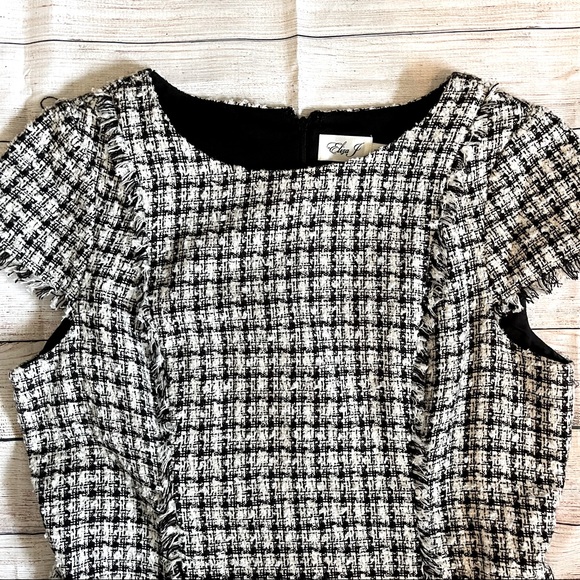 Black & a white Tweed ELIZA J cap sleeve dress (Nordstrom) - Picture 3 of 5